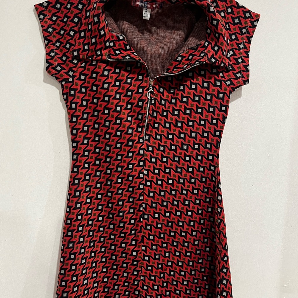 Urban Outfitters brick color and Black Geometric Mini Dress